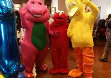 Barney, elmo & big bird at a birthday party in Houston, Texas.