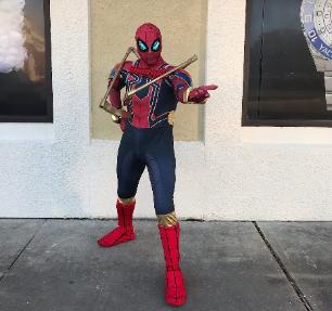 Houston superhero birthday party character with the spider with iron.