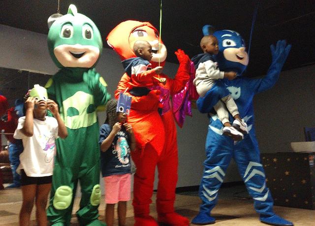 Rent this terrific trio of superhero mascots for your chil's birthday party in Houston. 3 costumed characters are better with cool costumes, games, & pictures.