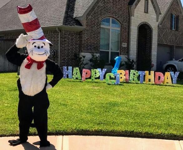Our mascot hat cat has built in tricks to make the visit seem real for your Houston children's birthday party