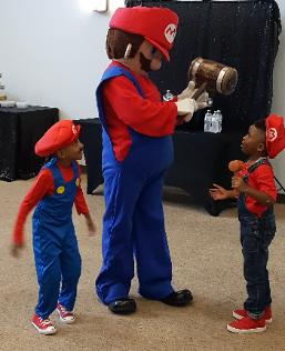 Hire a mascot costumed character for your super mario brothers birthday party in Houston, Texas.