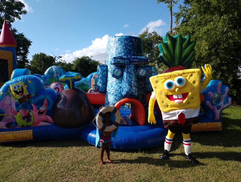 Rent this awesome mascot party sponge character for your child's Houston birthday event.