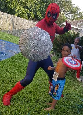 rent an appearance from americas favorite wall crawler at your childs next Houston birthday party with props and games.