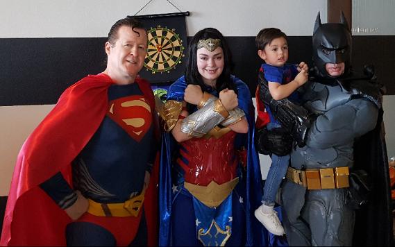 Houston superhero party- 3 Superheroes and a Birthday Boy.