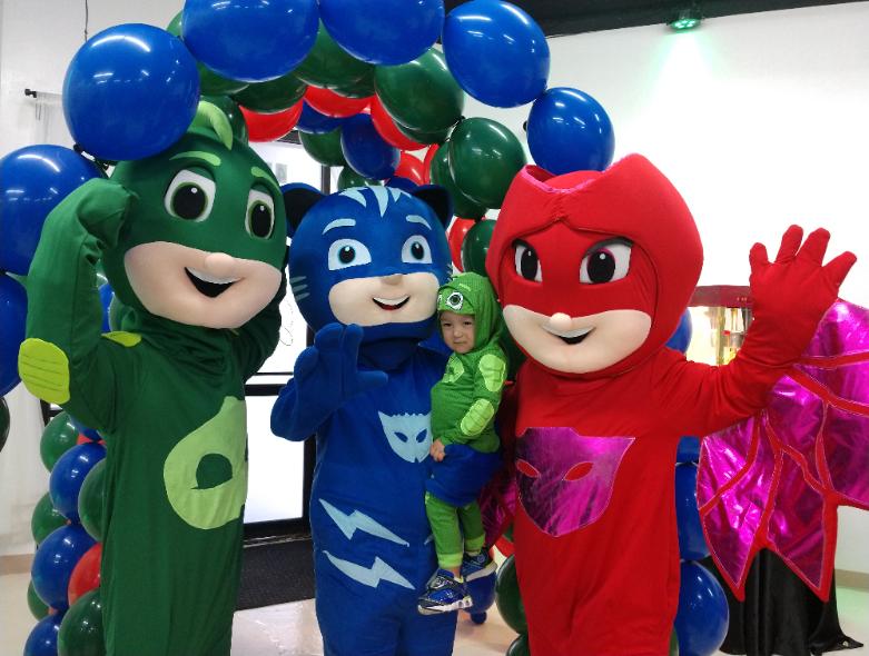 Rent this superhero mascot party character trio for your child's Houston birthday party