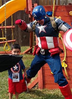 Hire captain USA hero for a Houston birthday party your child will remember.