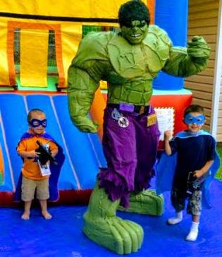 Hire the mean green hero for an awesome Houston birthday party with super memories.