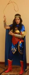 Wonder woman super hero birthday party character rental in Houston, Texas comes with prop lasso thar has lights in it.